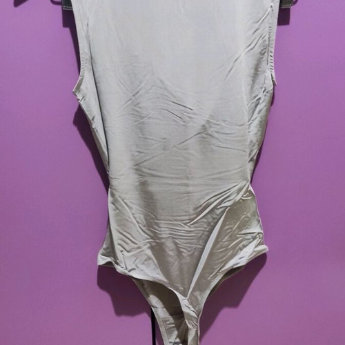 Mango bodysuit Small sleeveless with cowl neck grey new