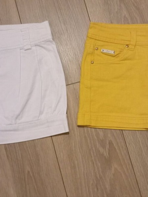 Mini skirts like new, sizes XS-S 34-36, white and yellow