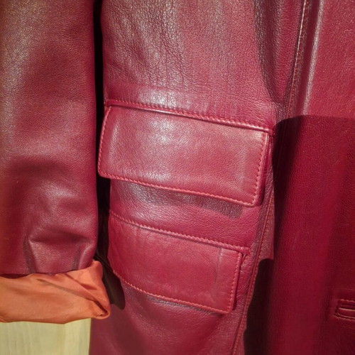 Vintage leather jacket women's, red, size L, like new