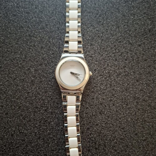 Swatch Irony Tresor Blanc women's watch used, stainless steel and ceramic