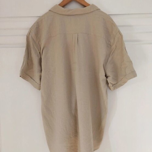 Funky Buddha men's linen shirt new, beige, XXL