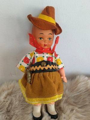 Celluloid pistoleiro doll used with original clothes 1960-70