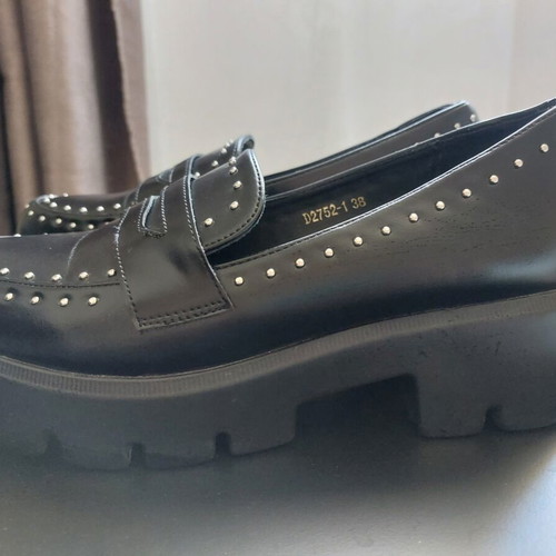 Loafer Alta Moda black with silver studs new, synthetic leather