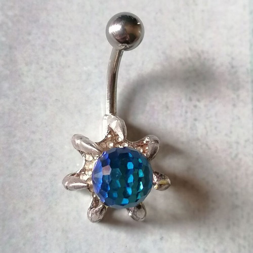 Dragon Claw Navel Piercing with Color-Changing Crystal, 925 Silver