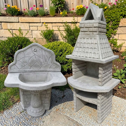 Jaklin Outdoor Summer Kitchen Set Concrete with Barbecue and Sink new
