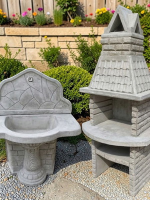Jaklin Outdoor Summer Kitchen Set Concrete with Barbecue and Sink new