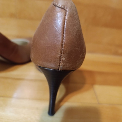 Buffalo Shoes brown high heels used, real leather size 39