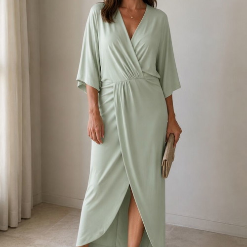 hm dress light gray-green medium