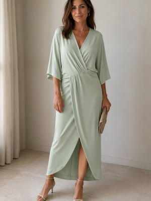 hm dress light gray-green medium