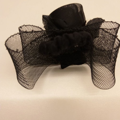 Hair scrunchy black rose with 1970s ribbon