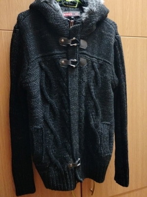 Men's knitted cardigan black like new, size XL