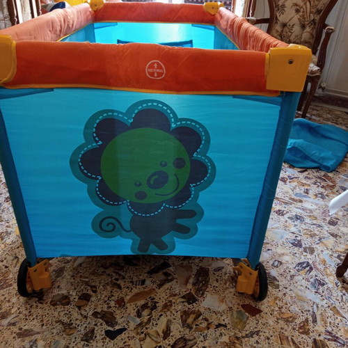 Foldable Travel Playpen with Mattress and Wheels, Like New