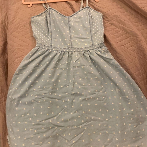 Naf Naf mini dress like new, blue with white hearts