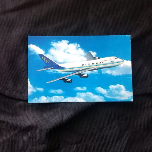 Olympic Airlines Boeing 747 vintage postcard like new