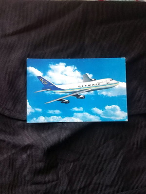 Olympic Airlines Boeing 747 vintage postcard like new