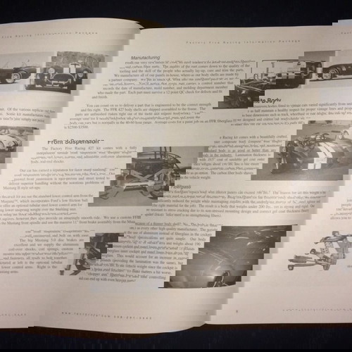 Factory Five Racing Information Package 1998 like new, brochure magazine