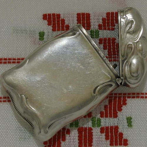 Silver match case with monogram 19th century used, 925 silver
