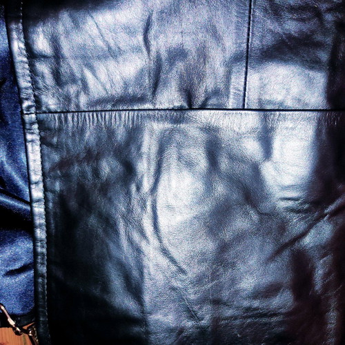 Leather Jacket Blue used, with collar and zippers