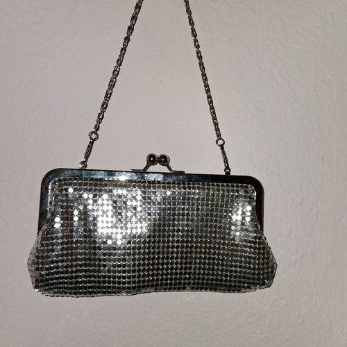 Small silver evening clutch bag used