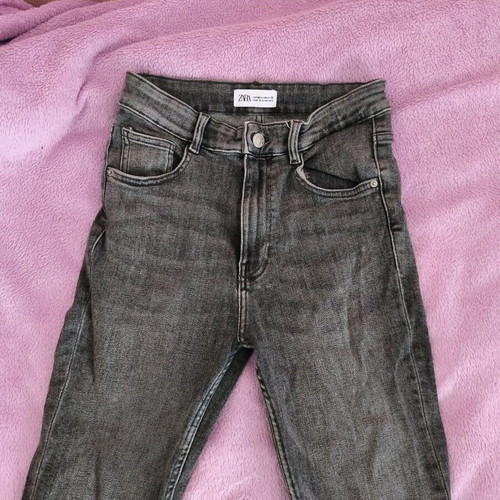 Zara vintage skinny cropped jeans used, black and grey, size M