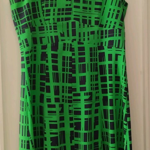 Midi summer dress like new, green and blue, medium to large