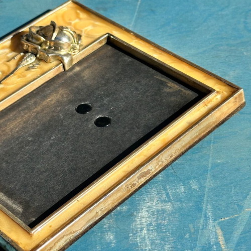 Vintage photo frame with embossed rose used, table and wall mount