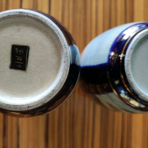 Set of 2 genuine handmade Japanese Satsuma vases like new