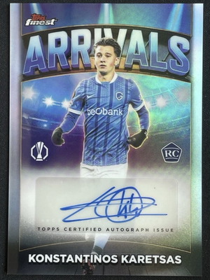Konstantinos Karetsas 2025-26 Topps Finest UCC Arrivals Auto RC card