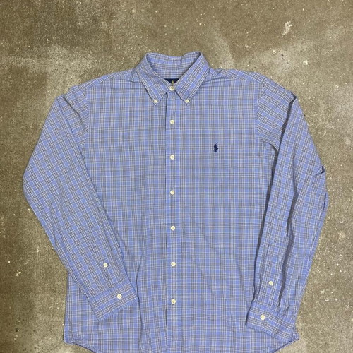 Ralph Lauren Oxford Blue White Blocked Long Sleeve Shirt, M