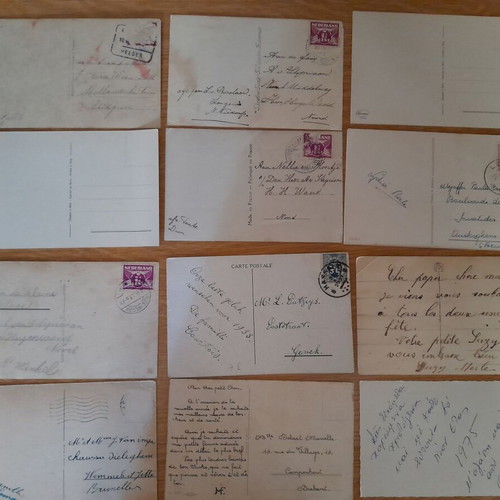 Vintage greeting postcards with flowers and landscapes, used, pack of 12