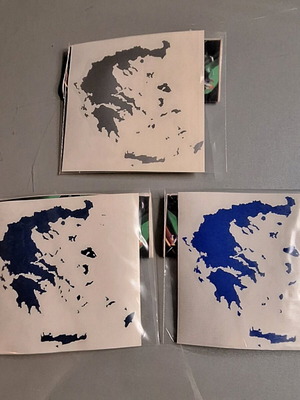 Greece map stickers new, embossed, set of 3 pieces