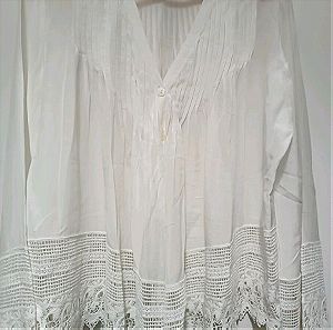 Naf Naf λευκό πουκάμισο με δαντέλα