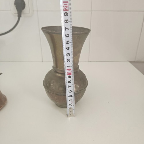 Decorative vase and container with brass handles like new