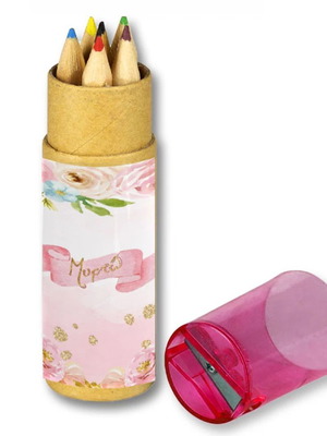 Floral Colored Pencils Set of 10 New with Name and Sharpener