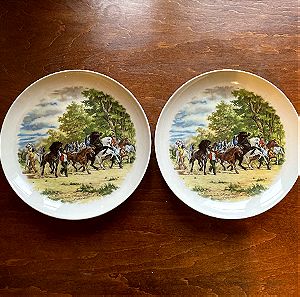 2 Vintage Πορσελάνης Πιάτα με το «Horse Fair»