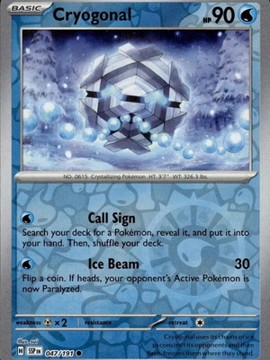 Pokemon Cryogonal 047/191 Reverse Holo collectible card new