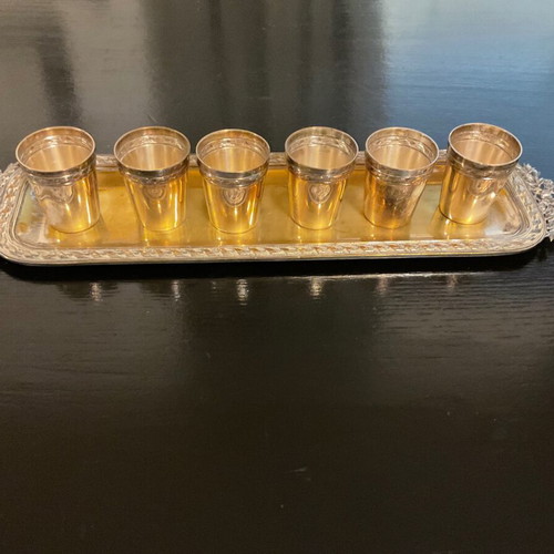 Antique small glasses with saucer used