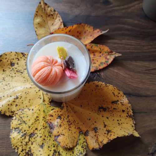 Scented candle Greek autumn handmade, soy, pumpkin pie scent