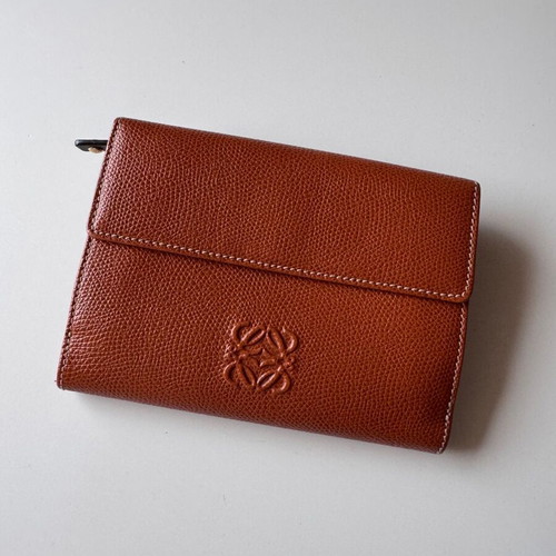 Loewe Leather Wallet used brown with Anagram logo