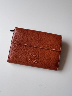 Loewe Leather Wallet used brown with Anagram logo