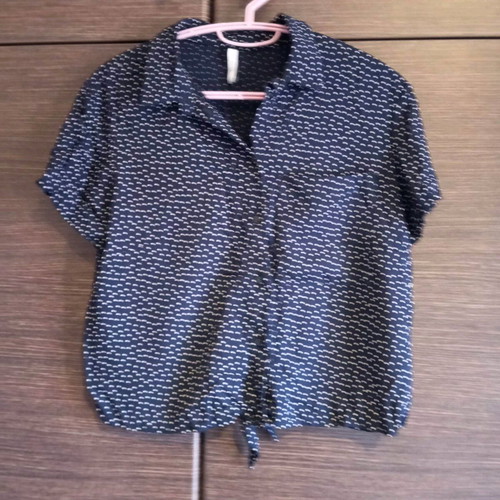 Bershka polka dot shirt like new, white and blue, size S
