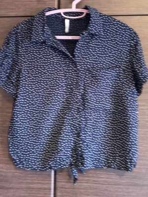 Bershka polka dot shirt like new, white and blue, size S