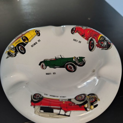 Ceramic ashtray used with vintage car designs