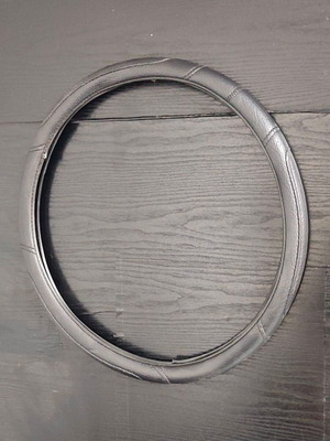 Car steering wheel cover leatherette with stitching black XXXXLarge 50cm new