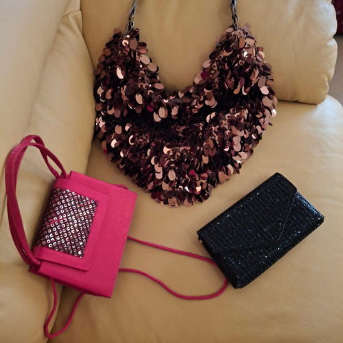 Collection of 3 evening bags with sequins