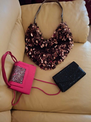 Collection of 3 evening bags with sequins
