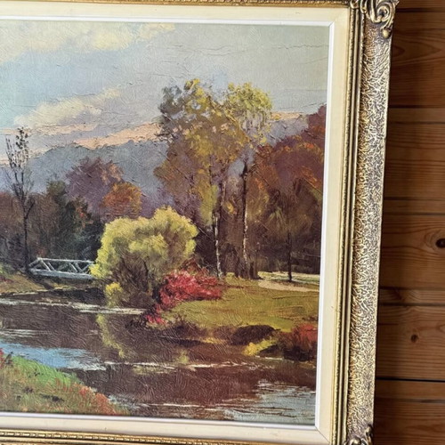 Vintage painting with gold frame used
