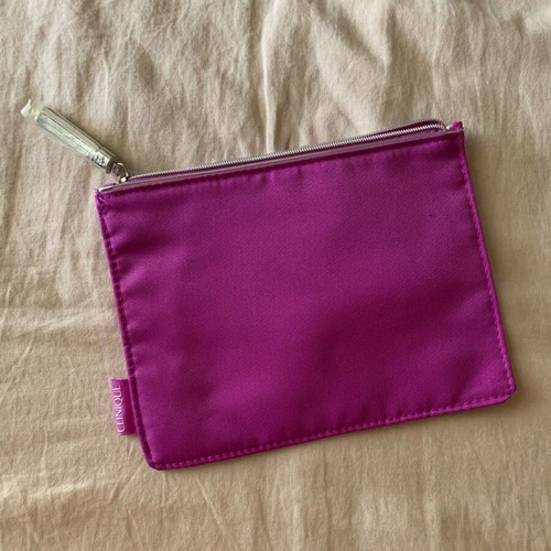 Clinique waterproof purple toiletry bag with silver details new