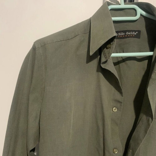 Achille Saridis men's long-sleeve shirt green khaki like new size M