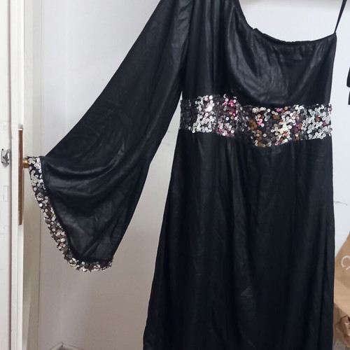 TARA dress with sequins, size M, like new, black metallic
